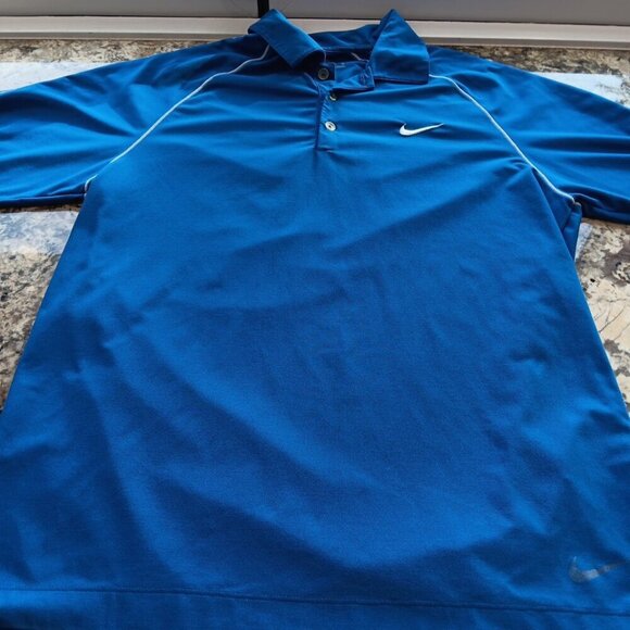 Medium Men’s Nike Golf Fit Dry Polyester Blue Golf Polo Swoosh Logo Very Good - Picture 6 of 11